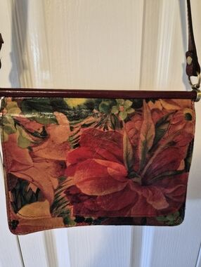 Patricia Nash Vintage Floral Print Crossbody Bag in Red and Brown